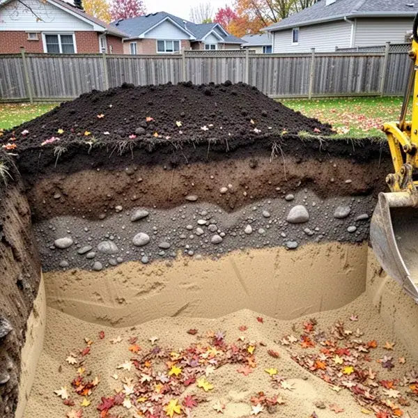 Clay till over sand in Kitchener excavation wall