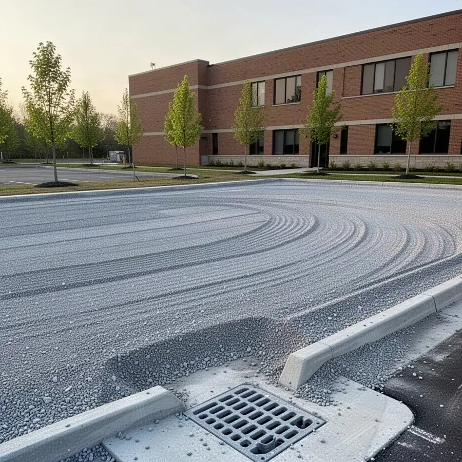 Compacted granular base for commercial parking lot construction