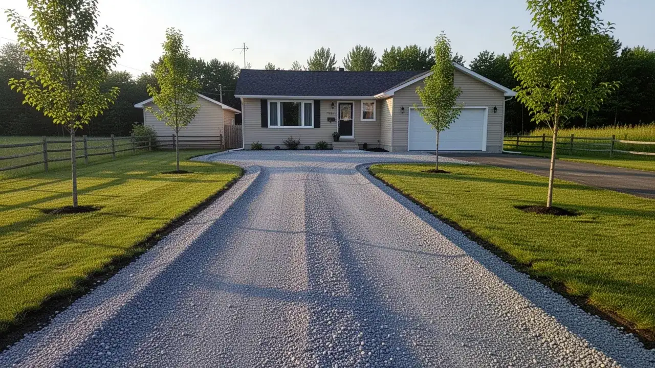 New crowned gravel driveway installation at Cambridge bungalow