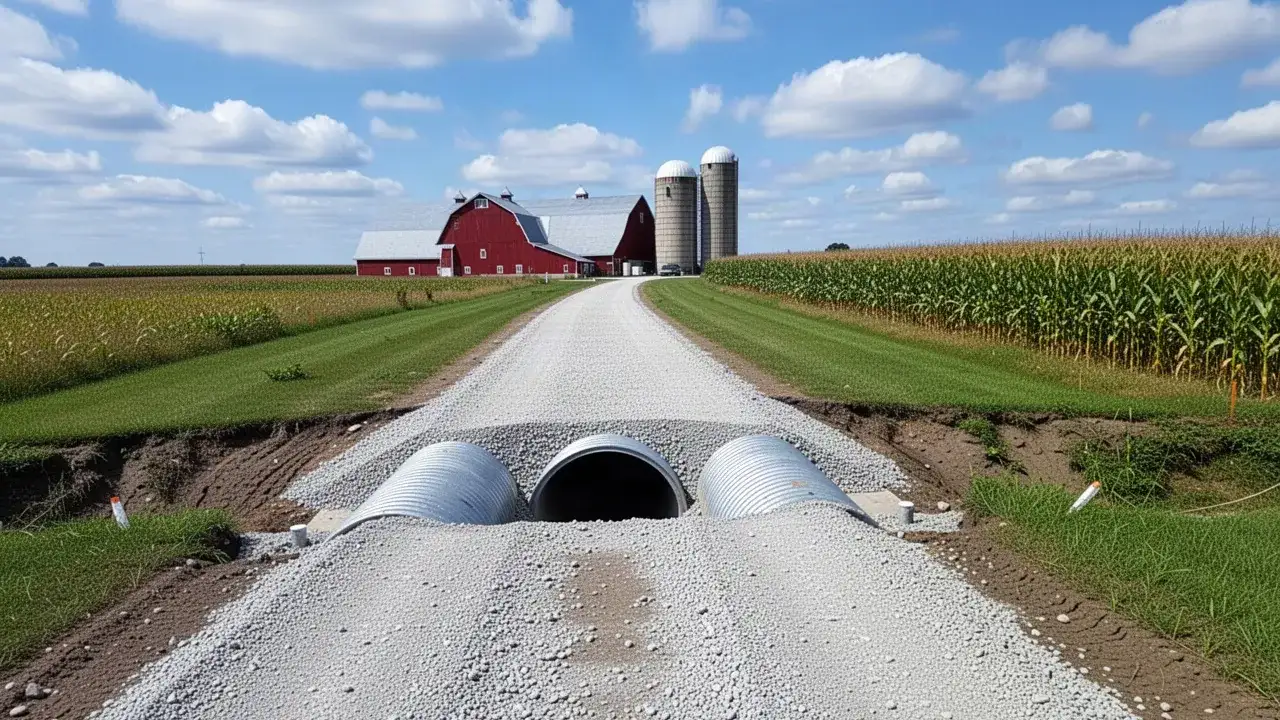 New gravel farm lane with culverts in Woolwich Township