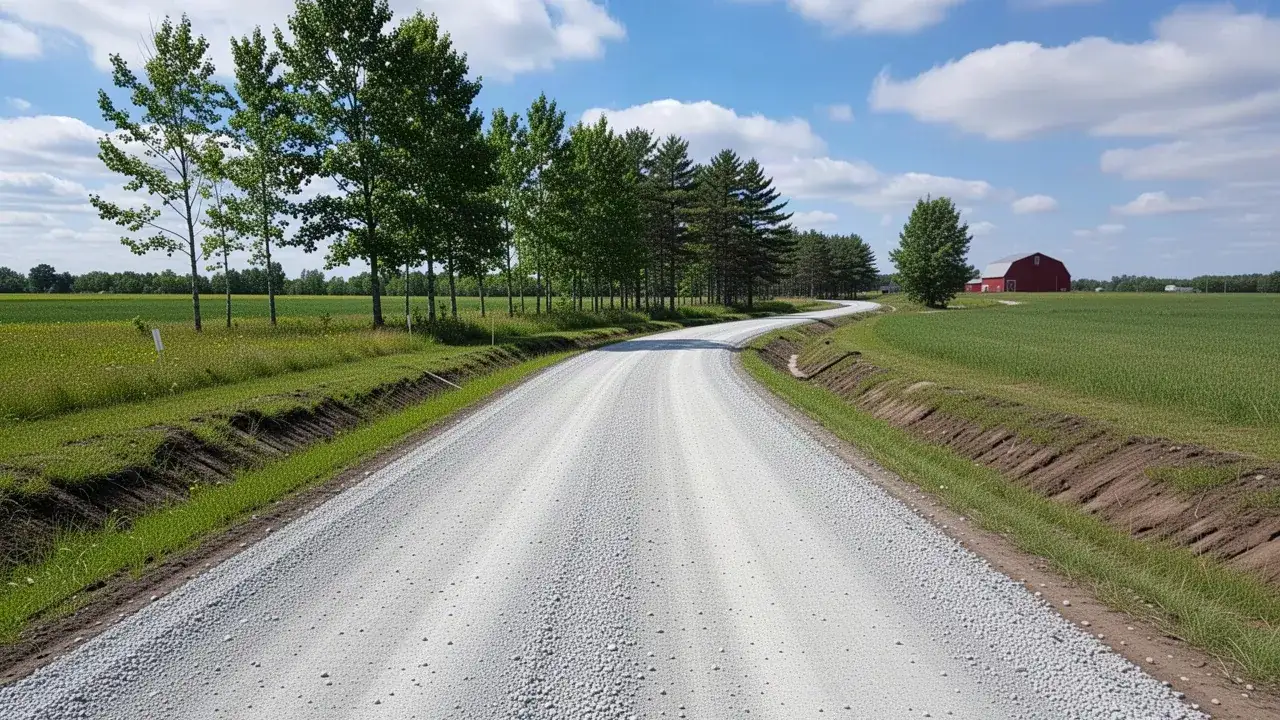 New private gravel road construction in rural Waterloo Region