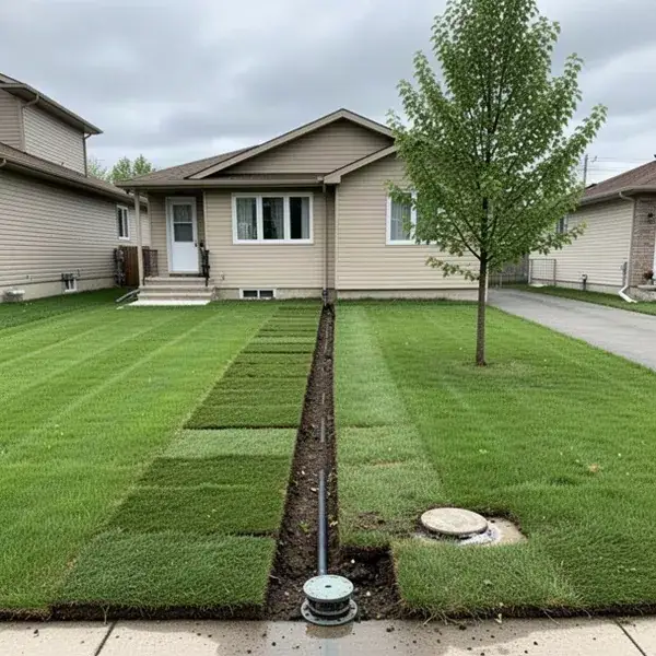 New sod over replaced water service line in Waterloo